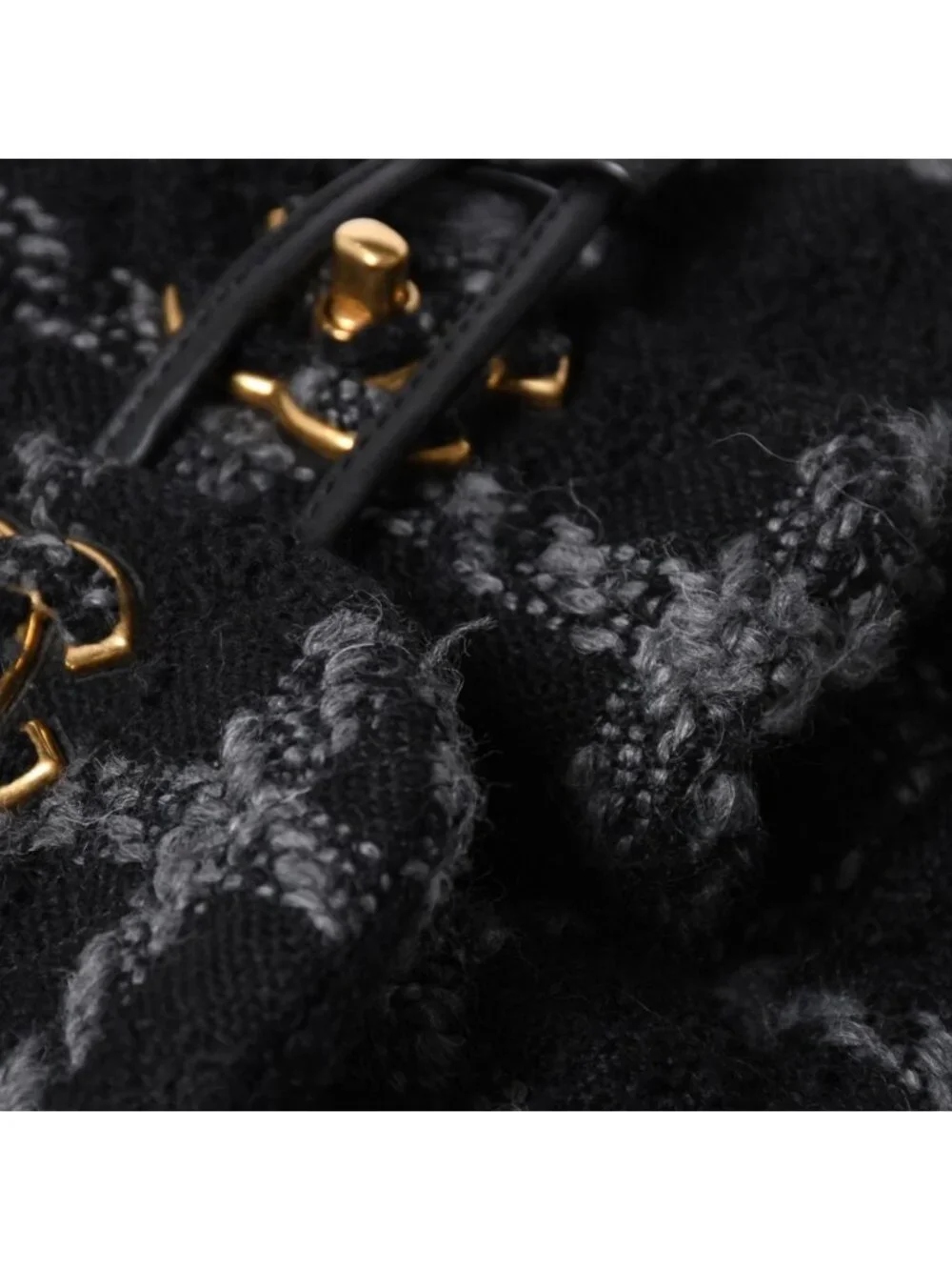Chanel Tweed Dumas Backpack Base CC Logo Black Gray